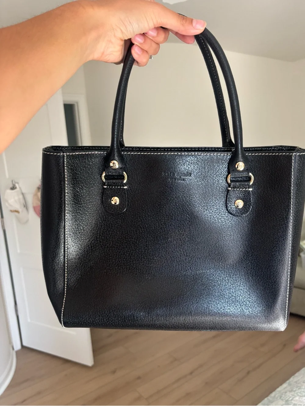 kate spade Black Pebbled Leather Double-Handle Tote